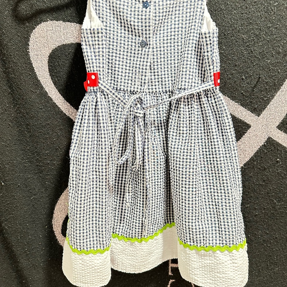 Checkered Kids Dress with Red Accents